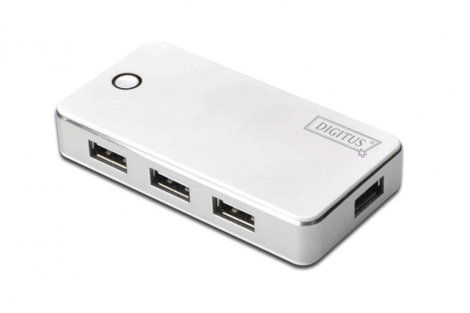 Imagine Hub USB 2.0 cu 7 porturi, cu alimentare 5V/3.5A alb, Digitus DA-70223