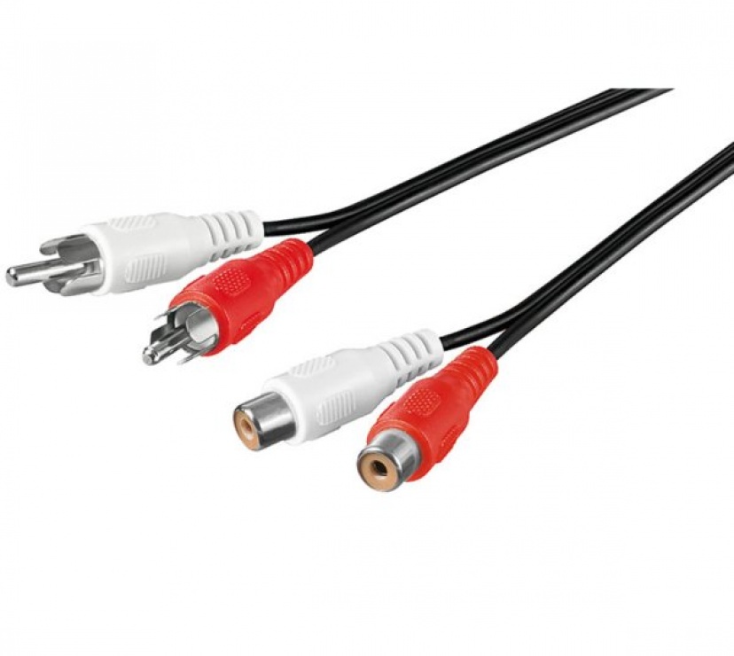Imagine Cablu prelungitor audio 2 x RCA T-M Negru 10m, KJACKCMF2-10
