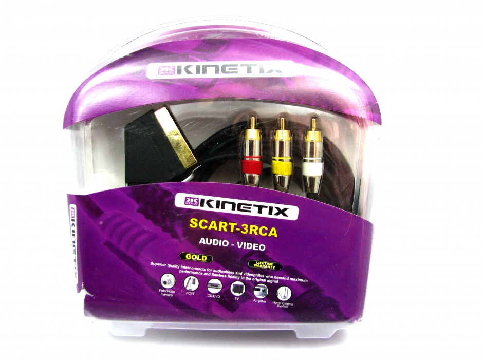 Imagine Cablu SCART la 3 x RCA 2m, T-T KTCBLHE11023A