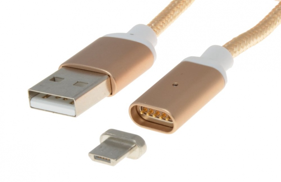 Imagine Cablu USB 2.0 la Micro USB cu magnet 1m Orange