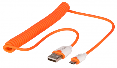 Imagine Cablu USB 2.0 la micro USB-B spiralat 1.6m Orange, Lindy L30924