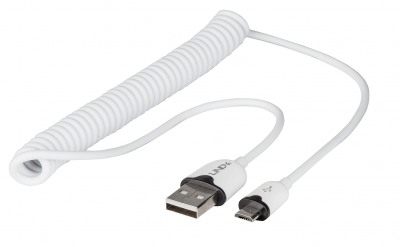 Imagine Cablu USB 2.0 la micro USB-B spiralat 1.6m Alb, Lindy L30927