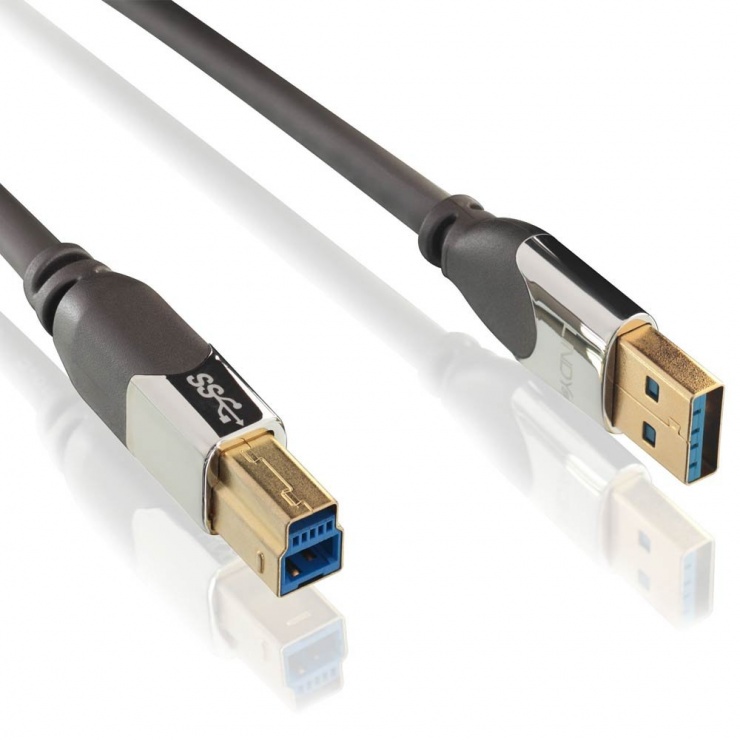 Imagine Cablu USB 3.0 CROMO tip A la tip B T-T 0.5m, Lindy L41610