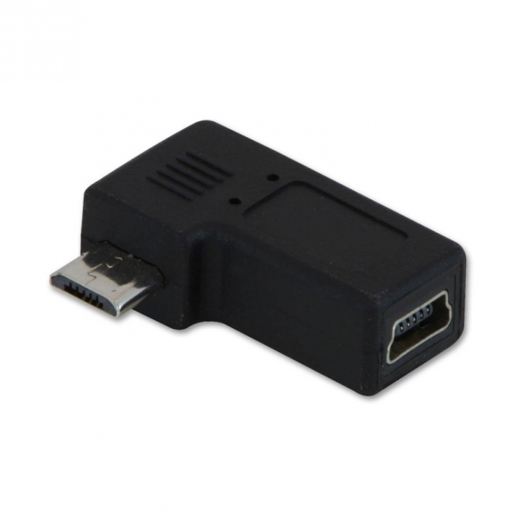 Adaptor Mini USB-B La Micro USB-B Unghi 90 Grade, Lindy L71224 ...