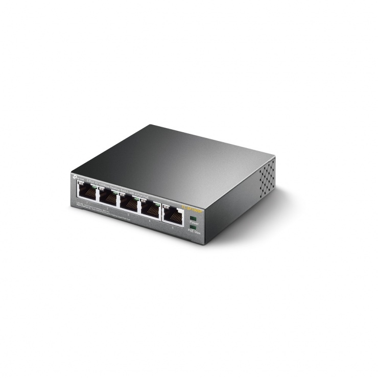 Imagine Switch 5 porturi 10/100Mbps cu 4 porturi PoE, TP-LINK TL-SF1005P 