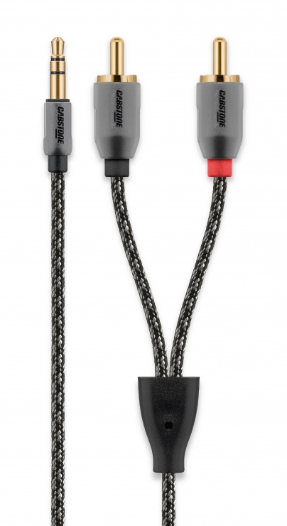 Imagine Cablu audio jack stereo 3.5mm la 2 x RCA invelis textil 1.5m, Cabstone W43867