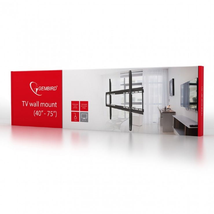 Imagine Suport montare perete plasma/LCD, 40" - 75" (50 kg), Gembird WM-75F-01