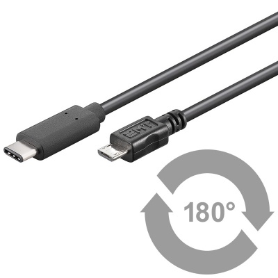 Imagine Cablu USB tip C la micro USB 2.0 tip B T-T 1m, KU31CB1BK
