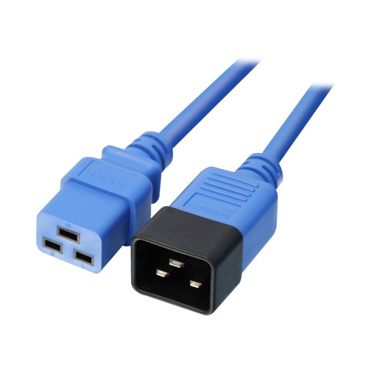 Imagine Cablu de alimentare IEC C19 la C20 1m Albastru, Lindy L30120-2