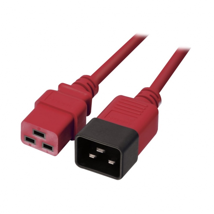 Imagine Cablu de alimentare IEC C19 la C20 1m Rosu, Lindy L30123-2
