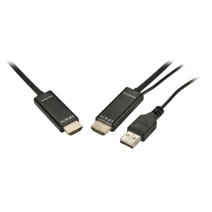 Imagine Cablu HDMI 2.0 Hybrid Fibra optica 4K T-T 20m Negru, Lindy L38275