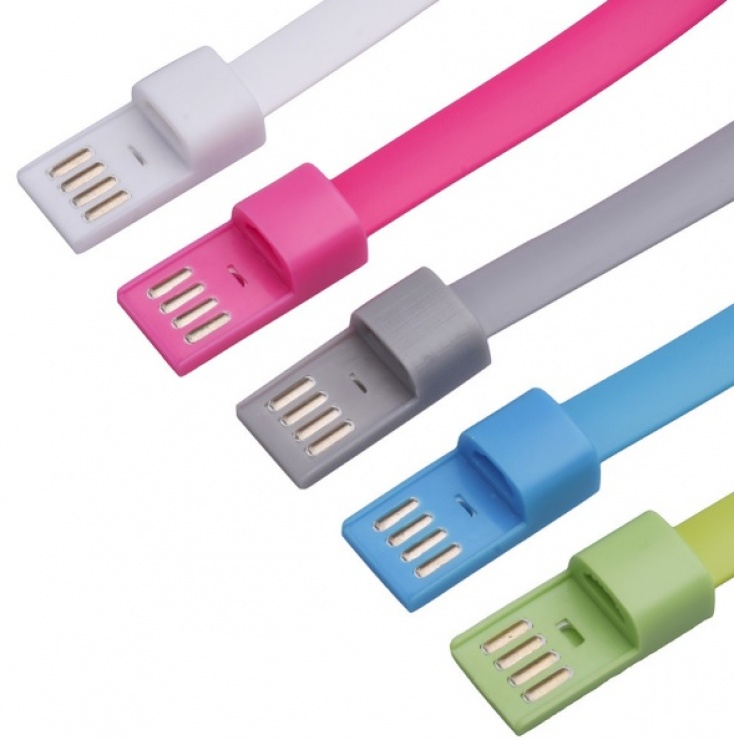 Imagine Cablu tip bratara micro USB-B la USB-A 0.2m Alb