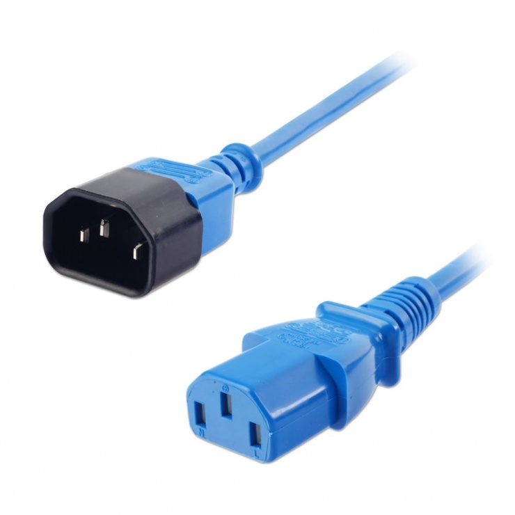 Imagine Cablu prelungitor alimentare IEC C13 - C14 0.5m Bleu, Lindy L30470-2