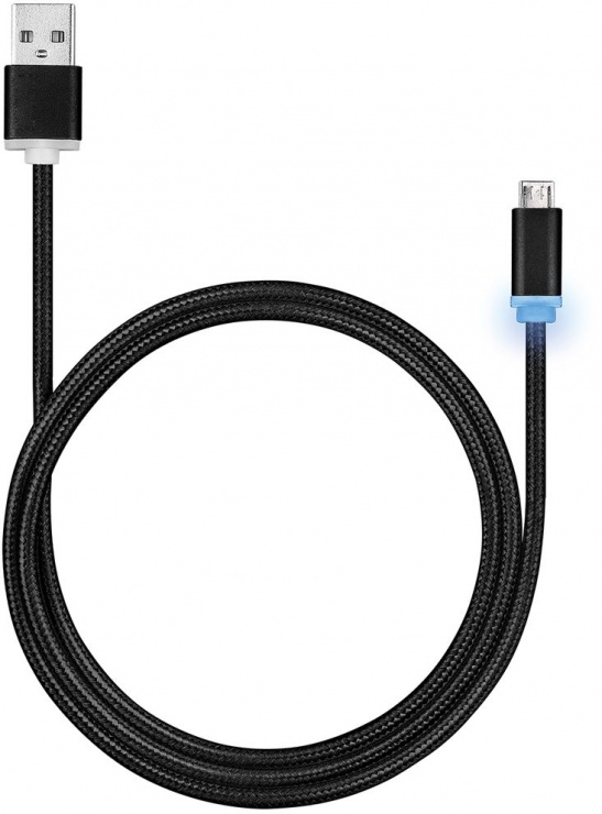 Imagine Cablu USB la micro USB pentru incarcare cu indicator LED 1m Negru, Roline 11.02.8318-3