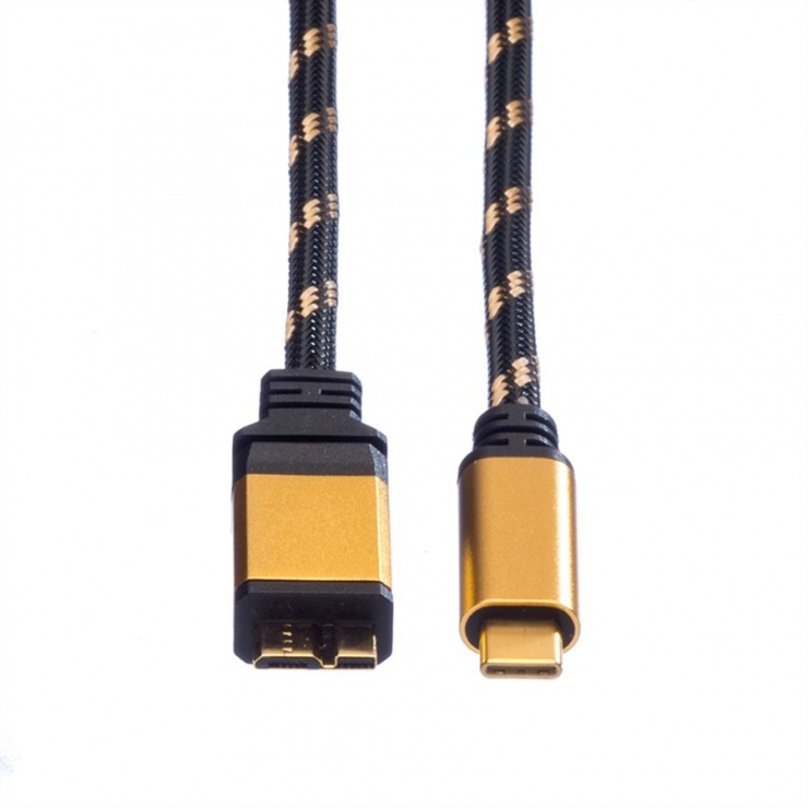 Imagine Cablu USB 3.1 tip C la micro USB-B GOLD T-T 0.5m, Roline 11.02.9025-1