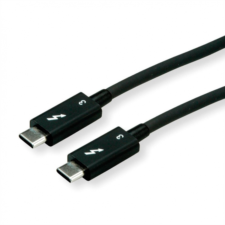 Imagine Cablu Thunderbolt 3 20Gb 5A T-T Negru 1m, Roline 11.02.9041