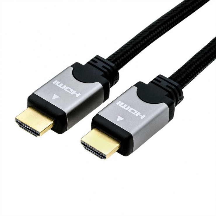 Imagine Cablu HDMI High Speed + Ethernet T-T 1.5m Negru/argintiu, Roline 11.04.5856