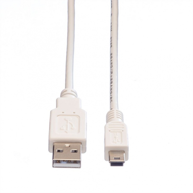 Imagine Cablu USB 2.0 la mini USB-B T-T 1.8m Alb, Value 11.99.8718-1