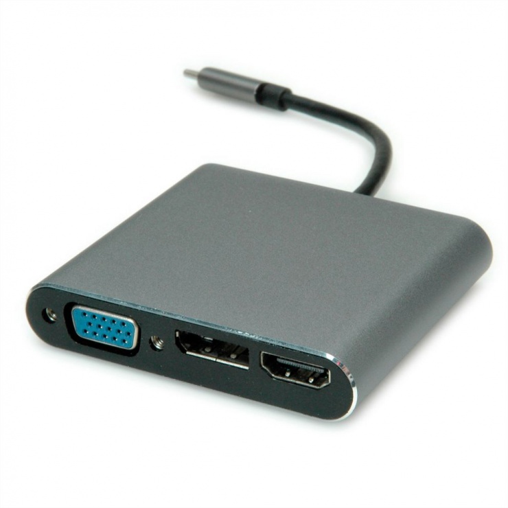 Imagine Docking Station USB-C la 4K HDMI, 1 x VGA, 1 x Displayport, 1 x RJ45 Ethernet, Roline 12.02.1116