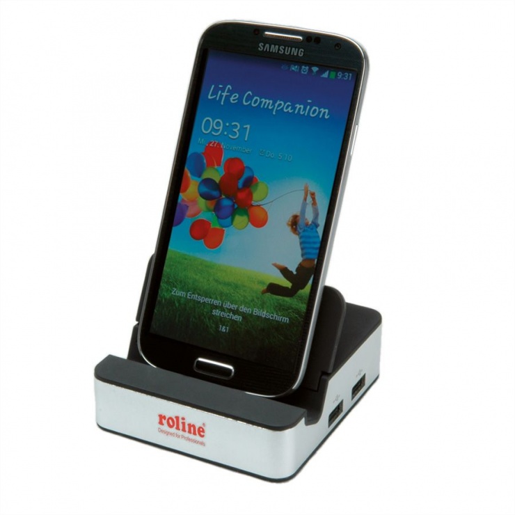 Imagine Docking pentru Samsung MHL 11 pini + Cititor de carduri + USB 2.0, Roline 12.02.1140-2