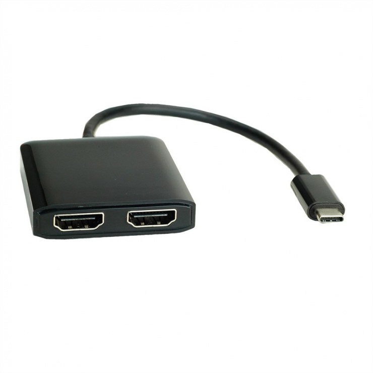 Imagine Adaptor USB tip C la 2 x HDMI T-M Negru, Value 12.99.1132