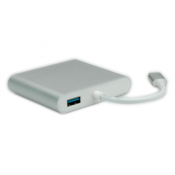 Imagine Docking station USB-C la HDMI 4K, USB 3.0, USB-C PD (Power Delivery), Gigabit LAN, Roline 12.02.10-1