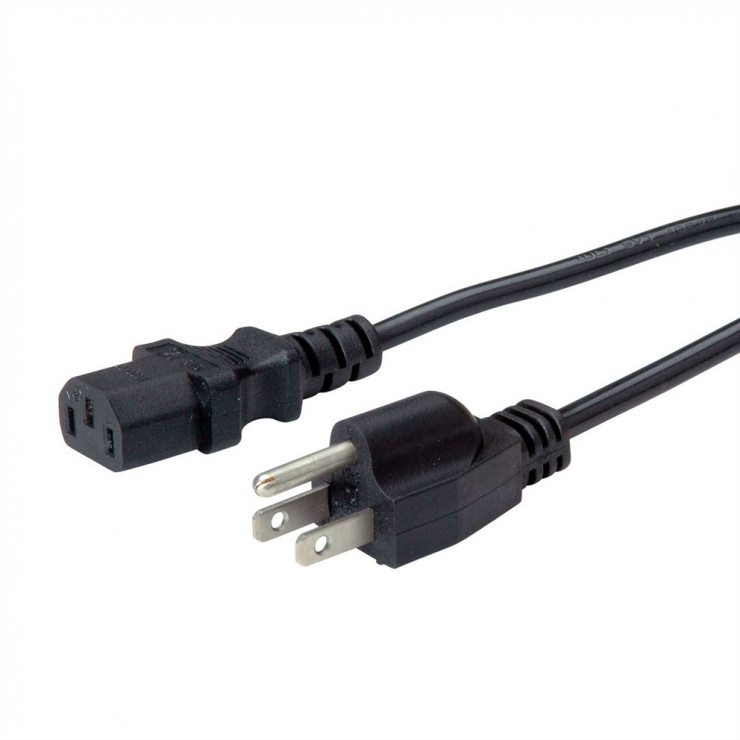 Imagine Cablu de alimentare NEMA-5 USA la IEC C13 1.8m Negru, Value 19.99.1495