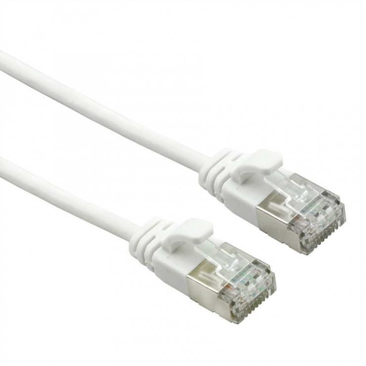 Imagine Cablu de retea U/FTP Data Center cat 7 LSOH cu mufe RJ45 (500 MHz) Slim Alb 5m, Roline 21.15.1715