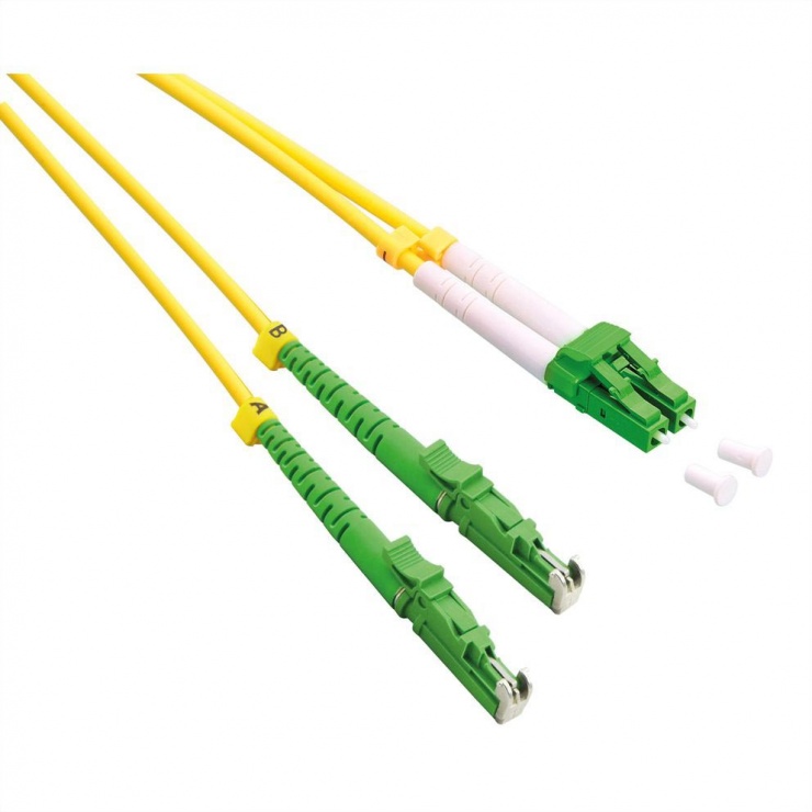 Imagine Cablu fibra optica Jumper Duplex OS2 LSH - LC APC Polish, LSOH, Galben 2m, Roline 21.15.9482