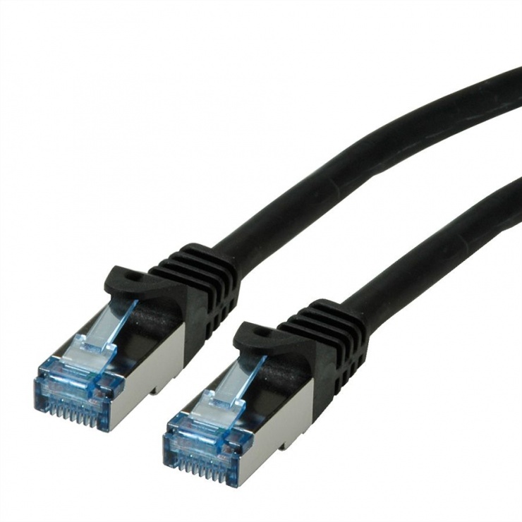 Imagine Cablu de retea S/FTP Cat.6A, Component Level, LSOH Negru 0.3m, Roline 21.15.2975