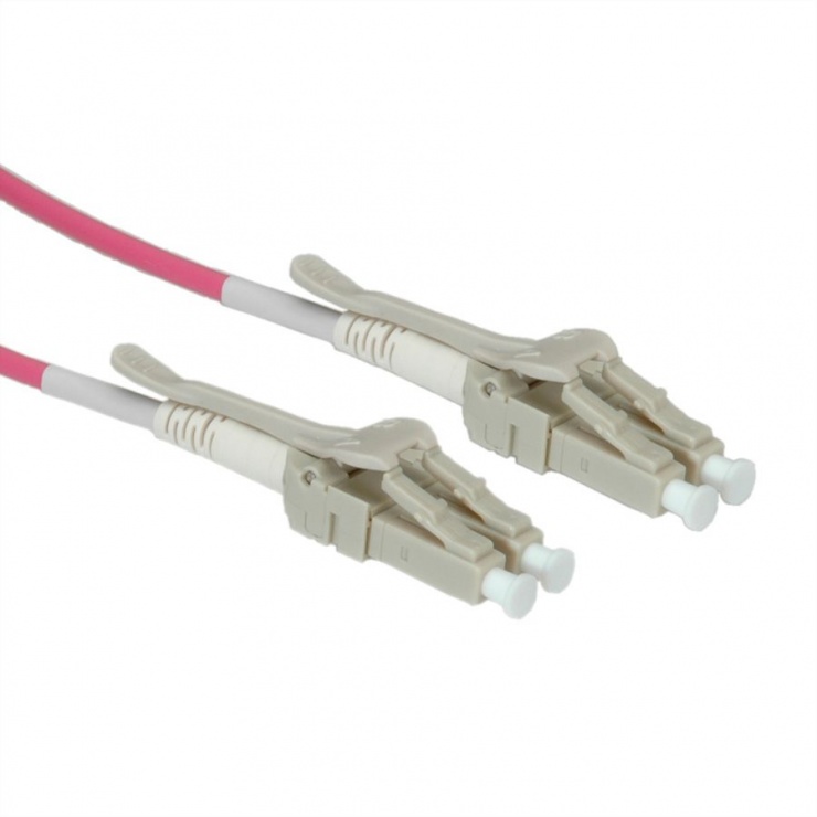 Imagine Cablu fibra optica LC - LC OM4 conector Low Loss pentru Data Center 0.5m violet, Roline 21.15.8870