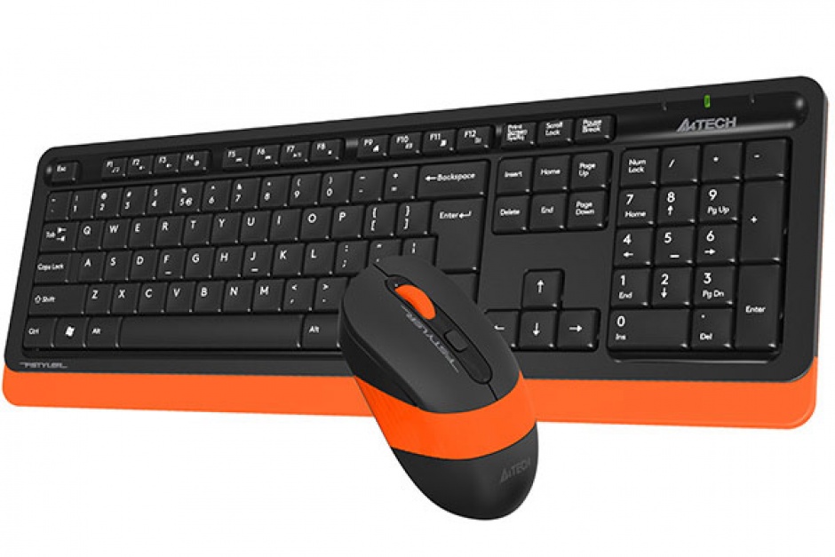Imagine KIT tastatura + mouse wireless A4Tech Fstyler Negru/Orange, FG1010 Orange