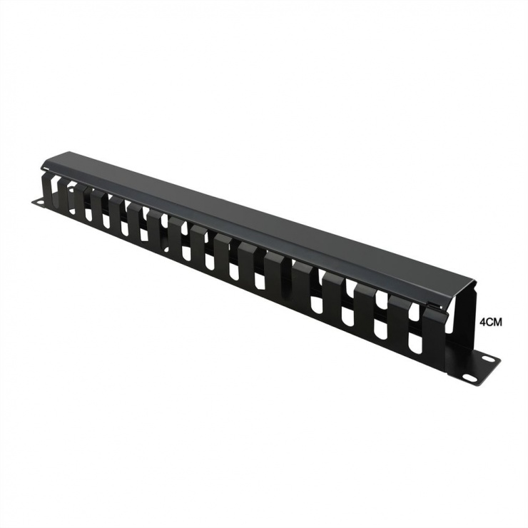 Imagine Front Panel 19" 1U cu organizator pentru cabluri 40x40mm RAL7035 Negru, Value 26.99.0304