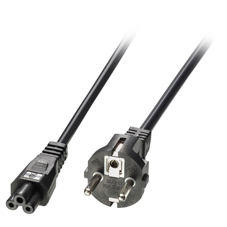 Imagine Cablu de alimentare Schuko la IEC C5 Mickey Mouse 2m Negru, Lindy L30449