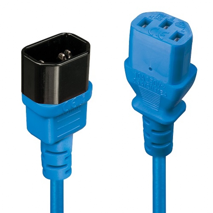 Imagine Cablu prelungitor alimentare IEC C13 - C14 0.5m Bleu, Lindy L30470