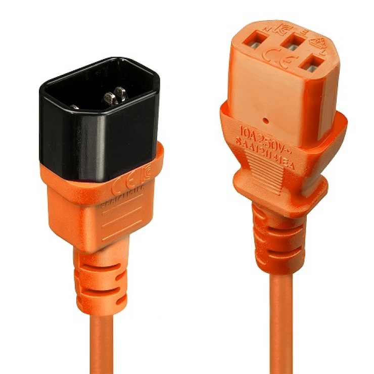 Imagine Cablu prelungitor alimentare IEC C13 - C14 0.5m Orange, Lindy L30514