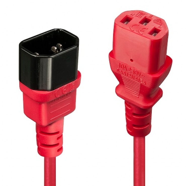 Imagine Cablu prelungitor alimentare IEC C13 - C14 1m Rosu, Lindy L30477