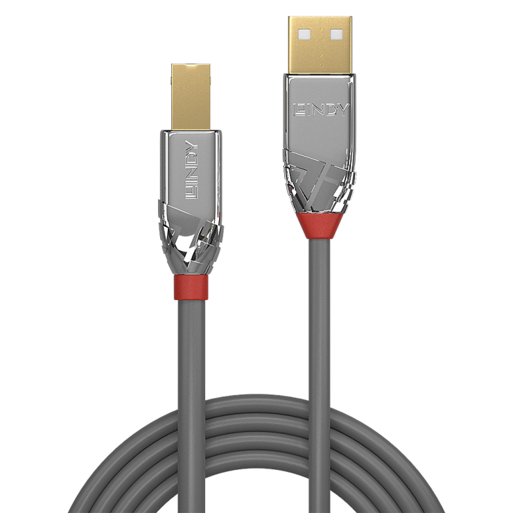 Imagine Cablu USB 2.0 tip A la tip B 1m Cromo Line, Lindy L36641-1