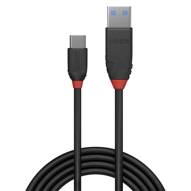 Imagine Cablu USB 3.1 tip A la tip C T-T 3A 0.15m Black Line, Lindy L36914-1