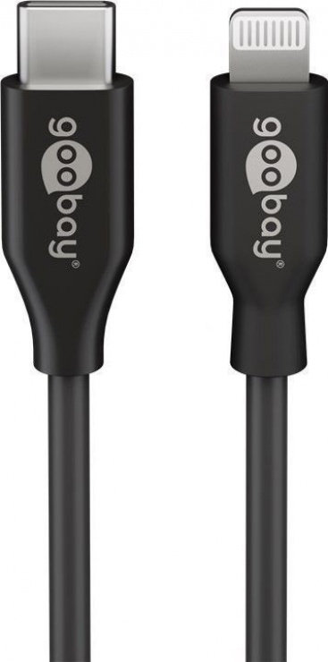 Imagine Cablu de date + incarcare USB-C la iPhone Lightning MFI T-T 0.5m Negru, Goobay 39428