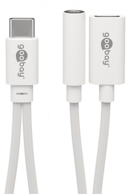 Imagine Adaptor audio USB-C la jack 3.5mm + alimentare USB-C (HTC, OnePlus, Xiaomi, LG, Sony, Huawei), Goobay 39944