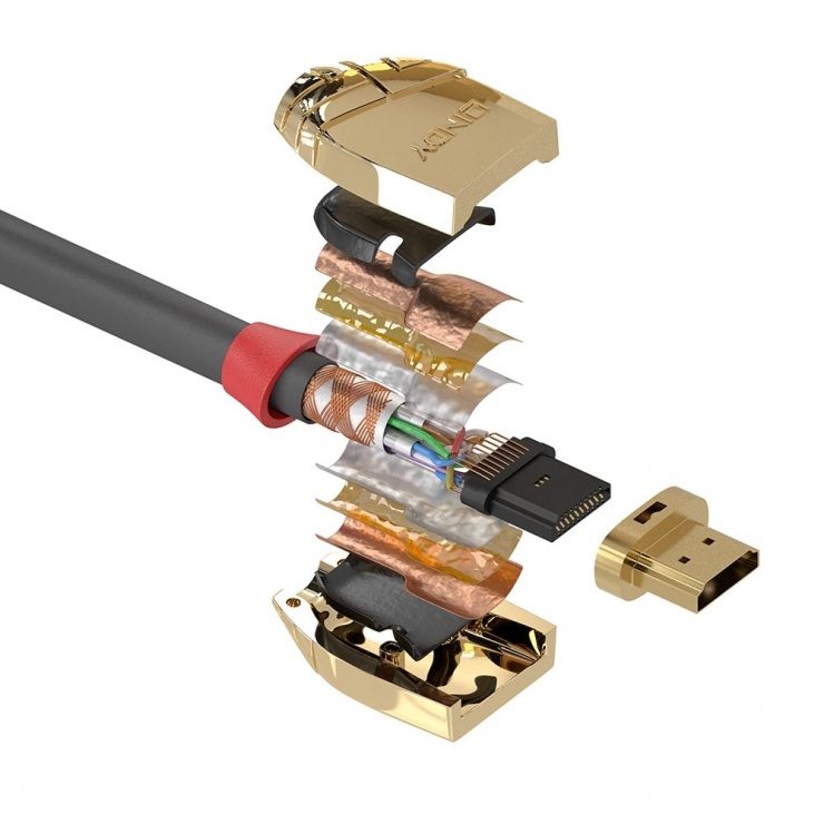 Imagine Cablu HDMI UHD 4K Gold Line 15m T-T, Lindy L37867-2