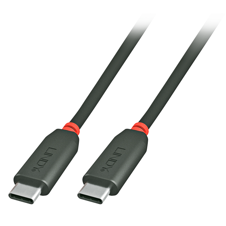 Imagine Cablu USB 3.1 tip C 0.5m T-T Negru cu Power Delivery (PD), Lindy L41900