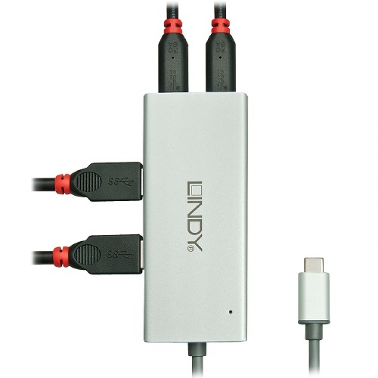 Imagine HUB USB 3.1 tip C la 2 x USB-A + 2 x USB-C, Lindy L43091-1