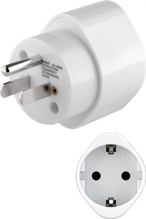 Imagine Adaptor priza Schuko la USA Alb, Goobay 45355