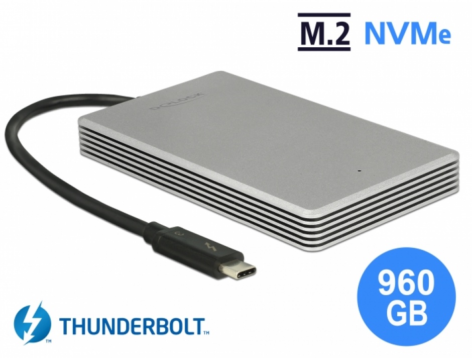 Imagine SSD Thunderbolt 3 extern portabil M.2 PCIe NVMe 960 GB, Delock 54061