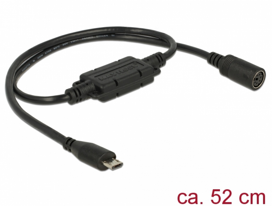 Imagine Cablu MD6 socket serial la Micro USB OTG 52cm, Navilock 62877
