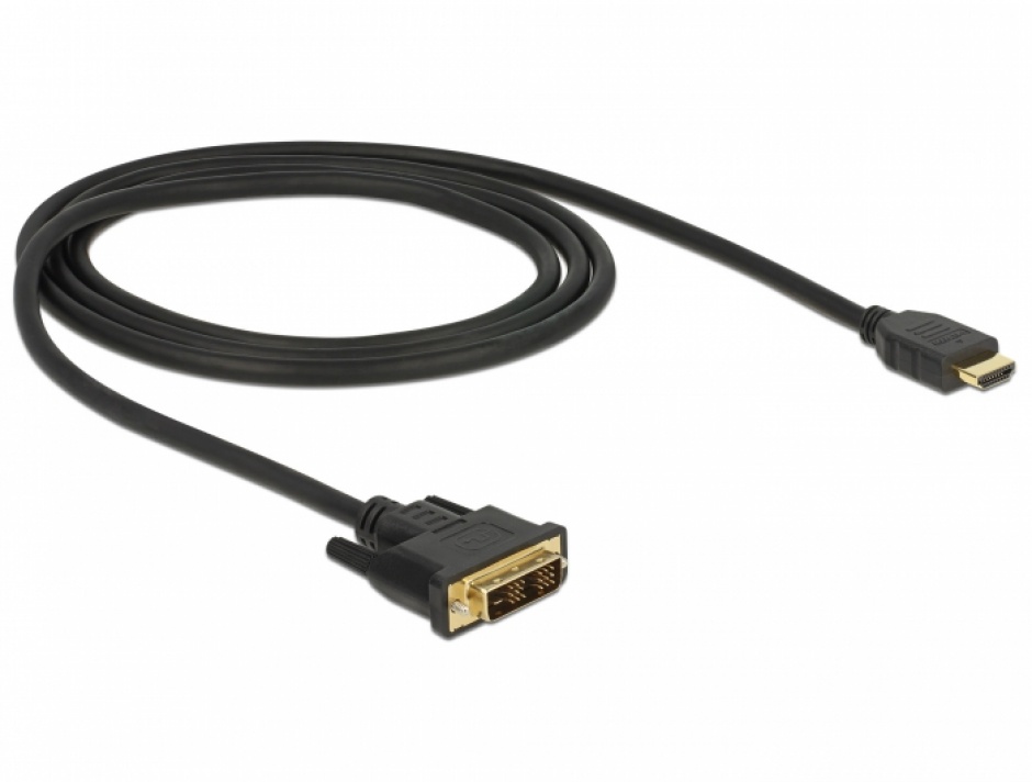 Imagine Cablu DVI-D Single Link 18+1 la HDMI pini T-T 1m, Delock 85582-1