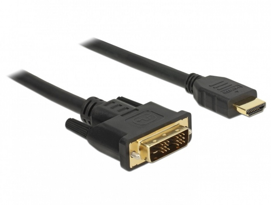 Imagine Cablu DVI-D Single Link 18+1 la HDMI pini T-T 3m, Delock 85585