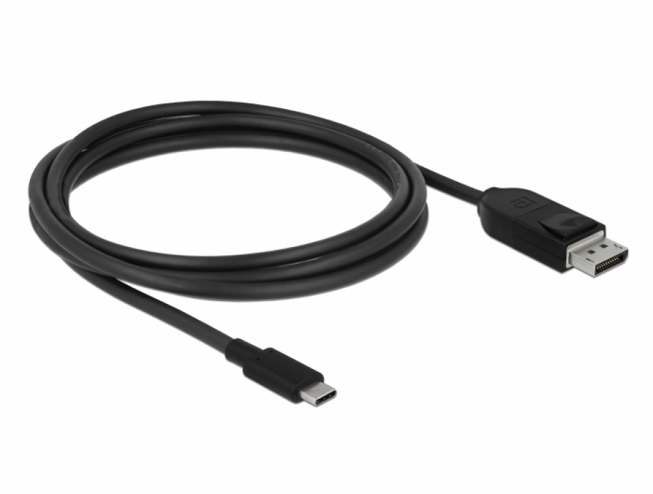 Imagine Cablu bidirectional USB-C la Displayport (DP Alt Mode) 8K 60Hz T-T 1.5m Negru - Certificat DP 8K-2